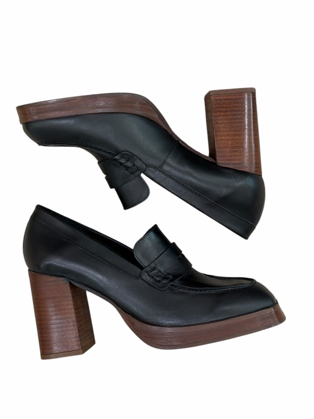 ALOHAS Busy Black Vegan Leather High-Heeled Loafers - Picture 9 of 9